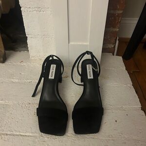Steve Madden Black Square-Toe Ankle Tie Heels- worn once!